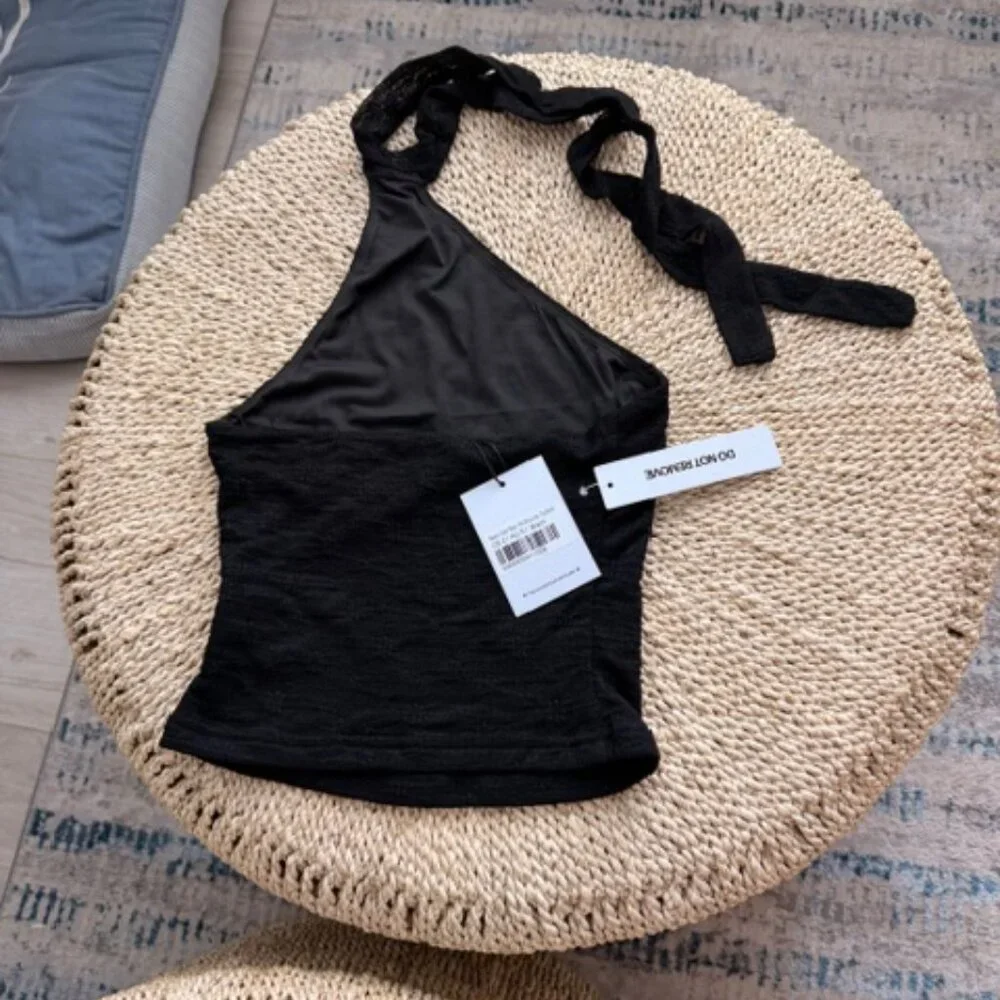 NWT Princess Polly Raeann Scarf Detail One Shoulder Top Black, 2 - Picture 5 of 7